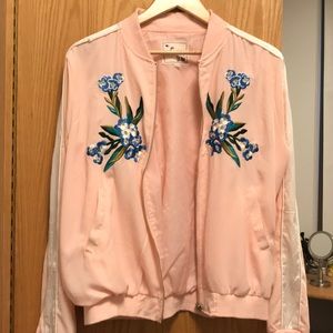 Light pink floral bomber jacket